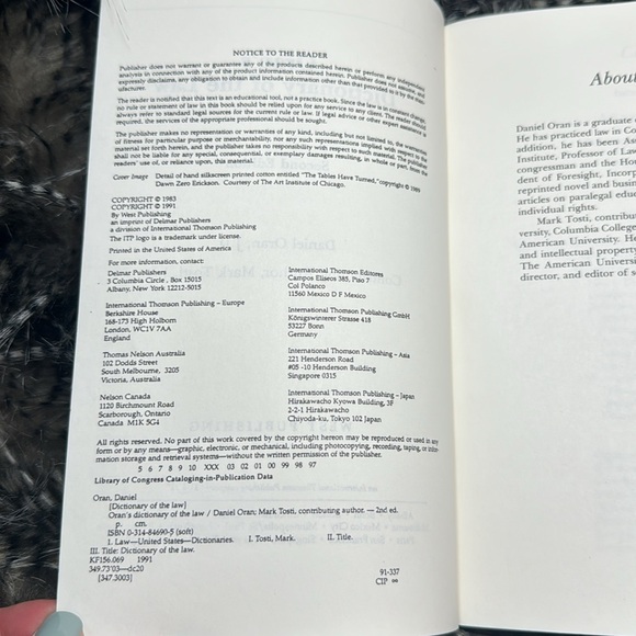 Oran’s Dictionary of the Law second edition by Daniel Oran Book - Picture 4 of 4
